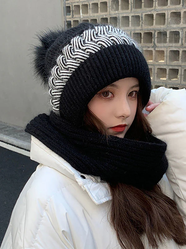 Casual Jacquard 7 Colors Scarf&Hat Set - Image 10