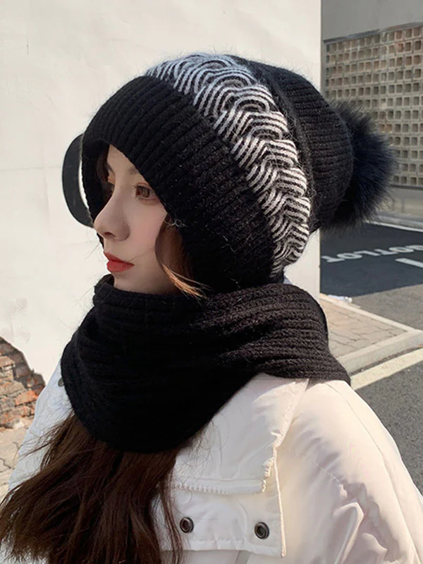 Casual Jacquard 7 Colors Scarf&Hat Set - Image 11