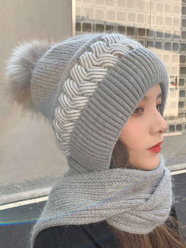 Casual Jacquard 7 Colors Scarf&Hat Set - Image 12