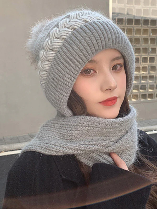 Casual Jacquard 7 Colors Scarf&Hat Set - Image 13