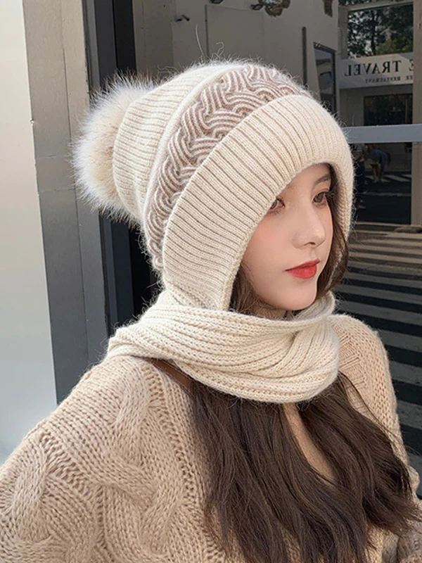 Casual Jacquard 7 Colors Scarf&Hat Set - Image 14