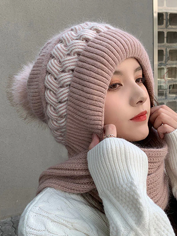Casual Jacquard 7 Colors Scarf&Hat Set - Image 16