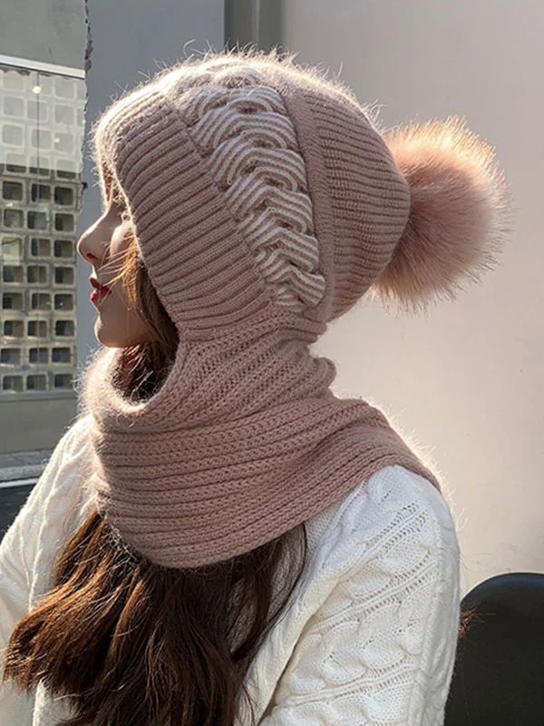 Casual Jacquard 7 Colors Scarf&Hat Set - Image 17