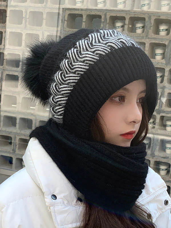 Casual Jacquard 7 Colors Scarf&Hat Set - Image 2