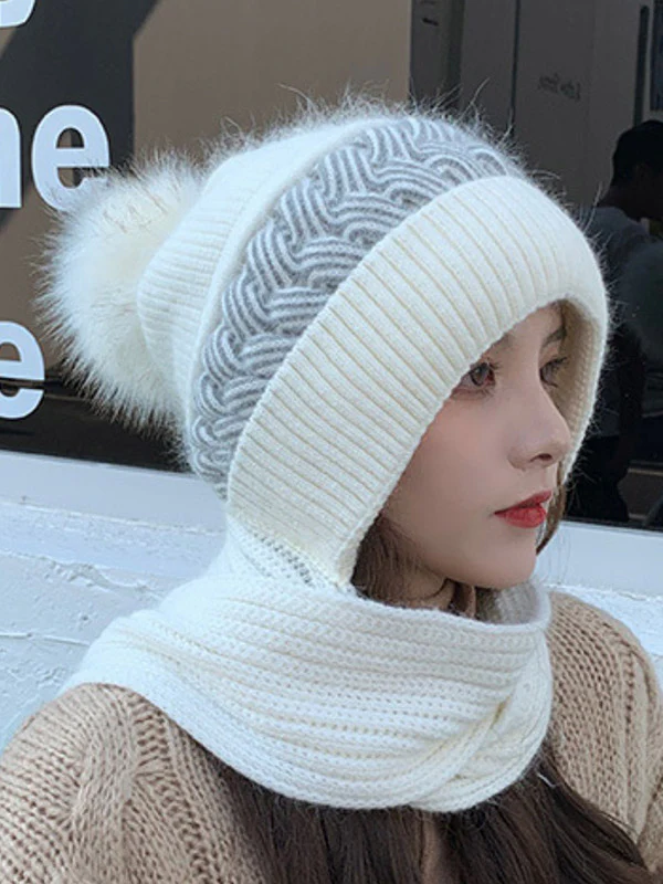 Casual Jacquard 7 Colors Scarf&Hat Set - Image 3