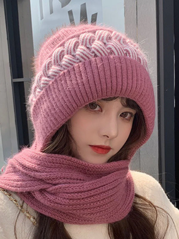 Casual Jacquard 7 Colors Scarf&Hat Set - Image 4