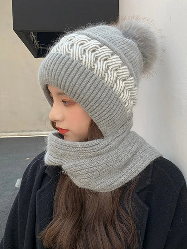 Casual Jacquard 7 Colors Scarf&Hat Set - Image 5