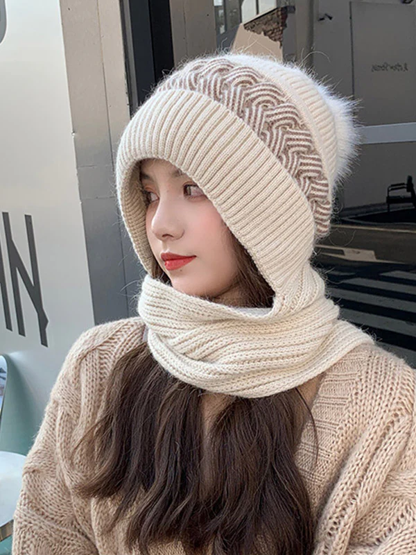 Casual Jacquard 7 Colors Scarf&Hat Set - Image 6