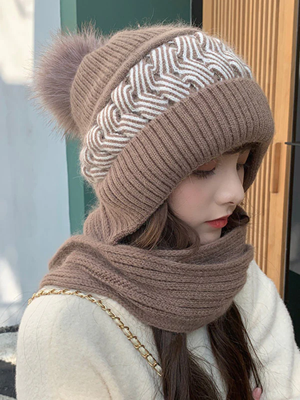 Casual Jacquard 7 Colors Scarf&Hat Set - Image 9