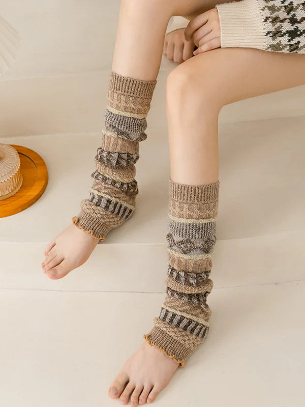 Casual Keep Warm Contrast Color Leg Warmers Accessories - Image 10