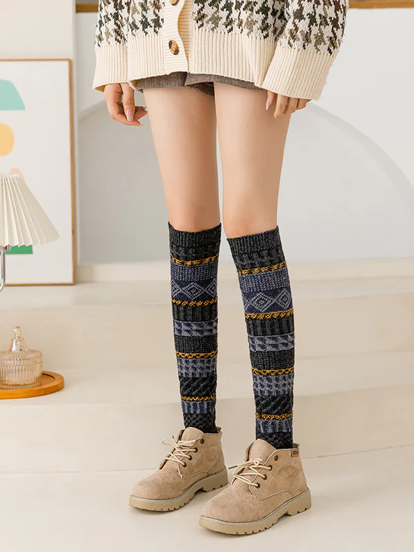 Casual Keep Warm Contrast Color Leg Warmers Accessories - Image 11
