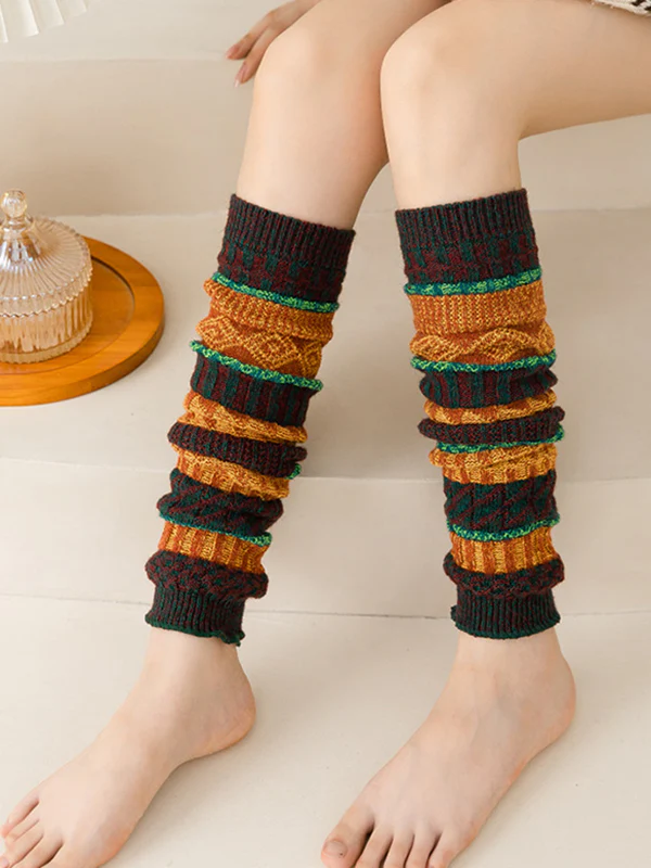 Casual Keep Warm Contrast Color Leg Warmers Accessories - Image 3