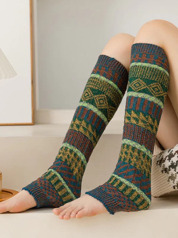 Casual Keep Warm Contrast Color Leg Warmers Accessories - Image 4