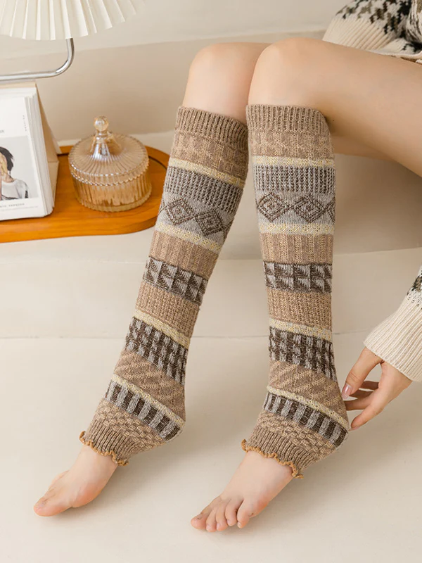 Casual Keep Warm Contrast Color Leg Warmers Accessories - Image 5