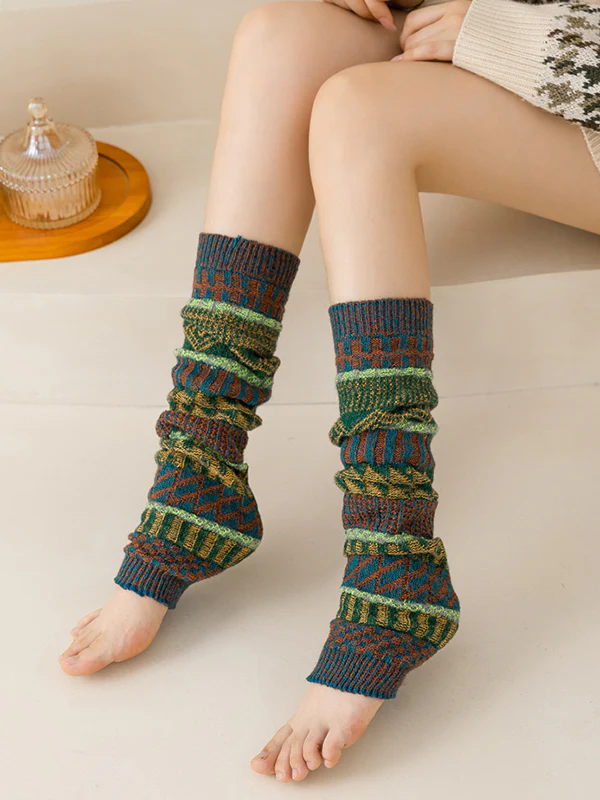 Casual Keep Warm Contrast Color Leg Warmers Accessories - Image 6