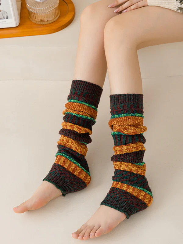 Casual Keep Warm Contrast Color Leg Warmers Accessories - Image 9