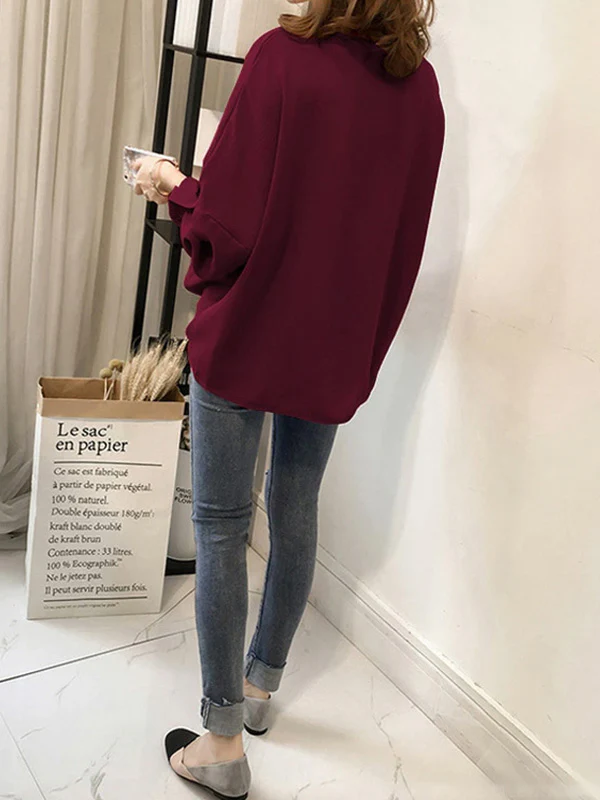 Casual Long Sleeves Loose Solid Color V-Neck Blouses&Shirts Tops - Image 13