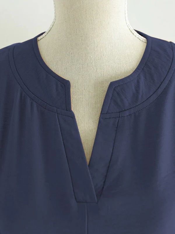 Casual Long Sleeves Loose Solid Color V-Neck Blouses&Shirts Tops - Image 19