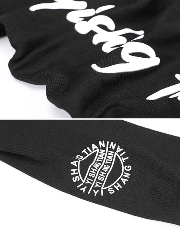 Casual Long Sleeves Skinny Letter Print Solid Color High-Neck T-Shirts Tops - Image 12