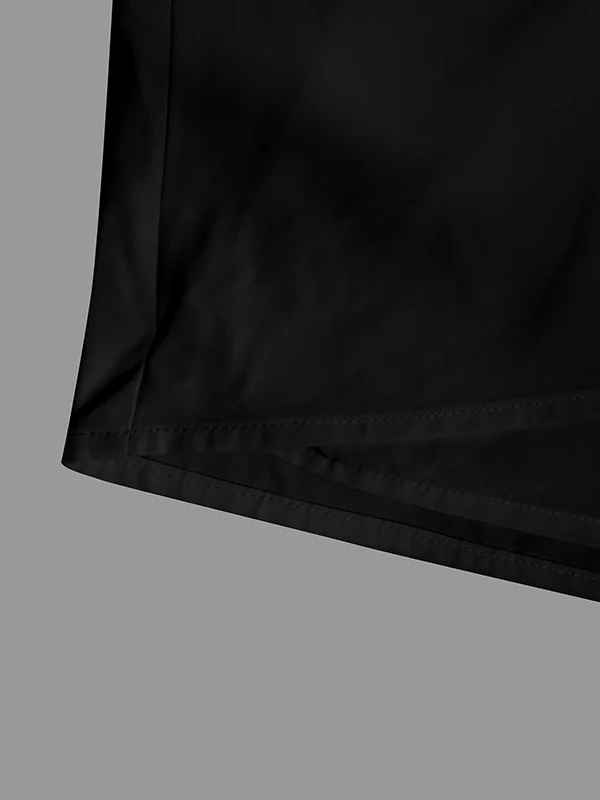 Casual Loose Black Stand Collar Outerwear - Image 12