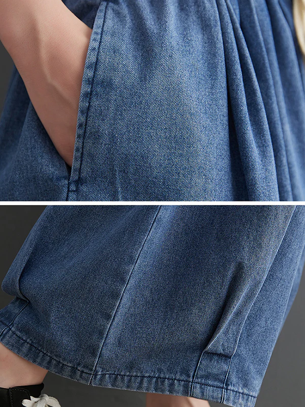 Casual Loose Drawstring Wide Legs Jean Pants - Image 13