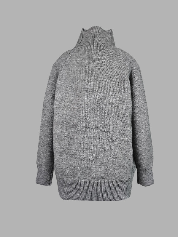 Casual Loose Long Sleeves Solid Color High-Neck Sweater Tops - Image 17