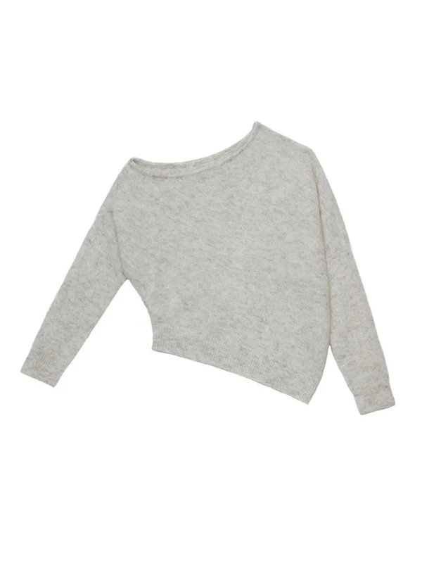 Casual Loose Long Sleeves Solid Color Off-The-Shoulder Sweater Tops - Image 7