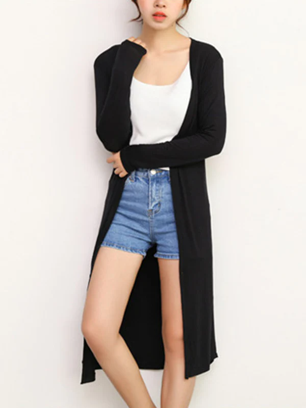 Casual Loose Long Sleeves Solid Color Outerwear - Image 2