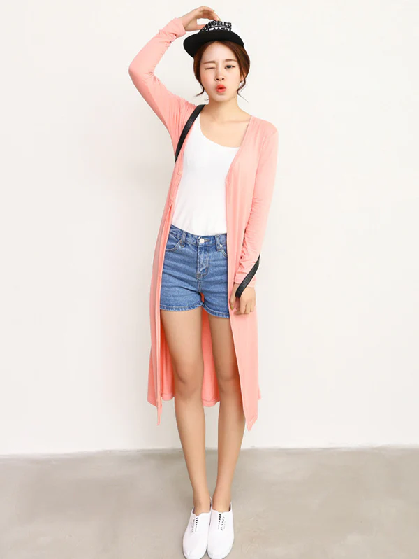 Casual Loose Long Sleeves Solid Color Outerwear - Image 4
