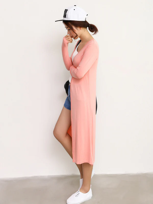 Casual Loose Long Sleeves Solid Color Outerwear - Image 5