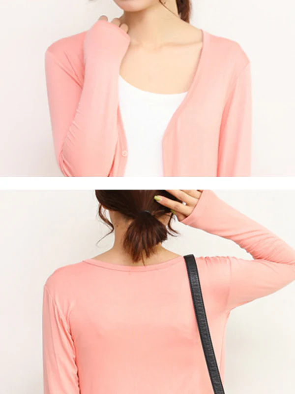 Casual Loose Long Sleeves Solid Color Outerwear - Image 6