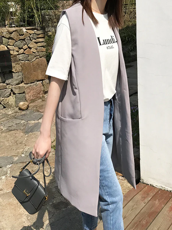 Casual Loose Long Split-Joint Sleeveless Vest - Image 2