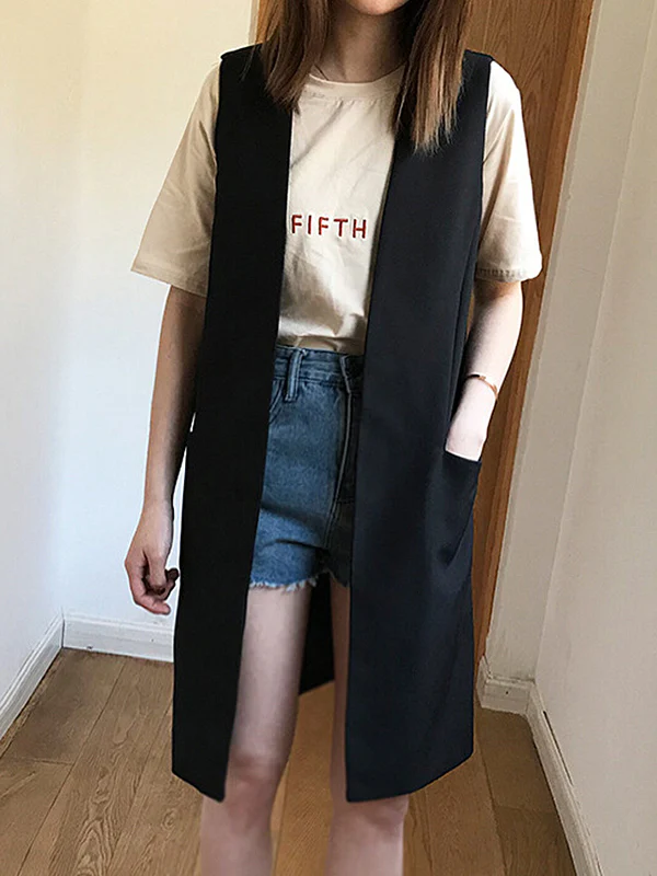 Casual Loose Long Split-Joint Sleeveless Vest - Image 4
