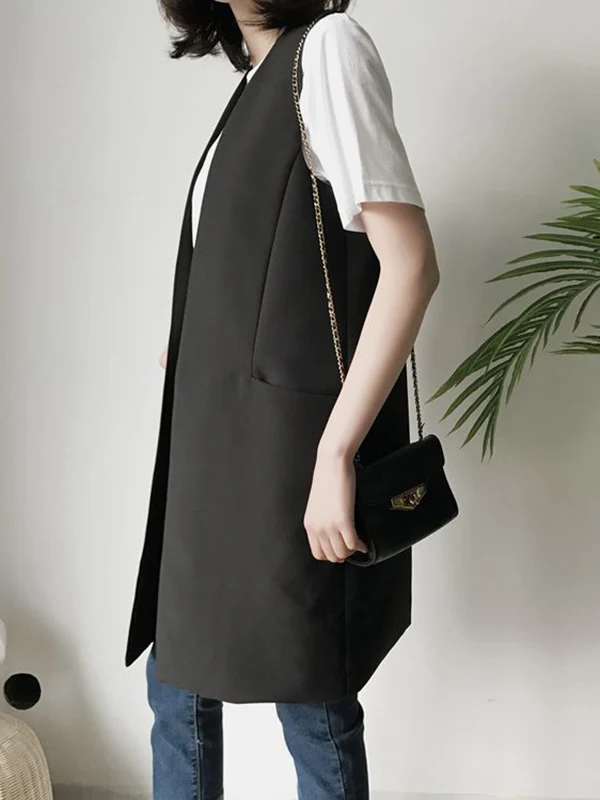 Casual Loose Long Split-Joint Sleeveless Vest - Image 5