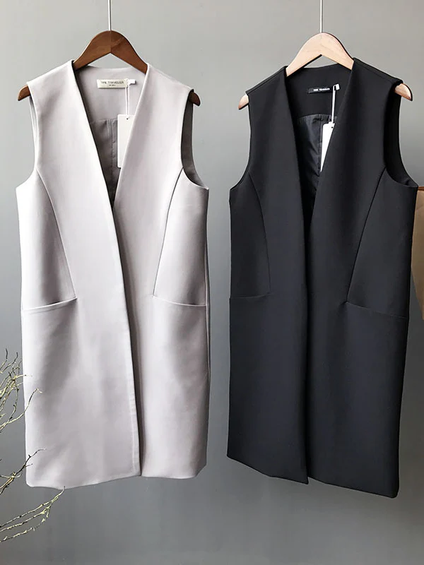 Casual Loose Long Split-Joint Sleeveless Vest - Image 7