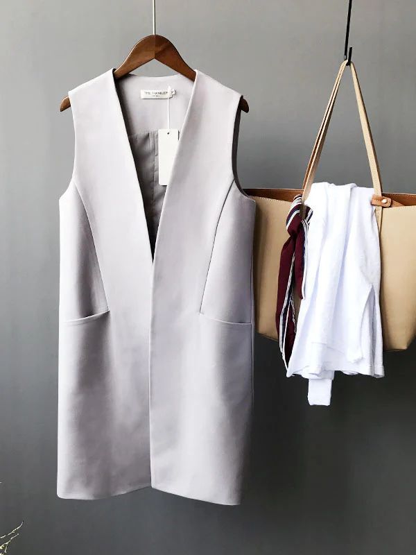 Casual Loose Long Split-Joint Sleeveless Vest - Image 8