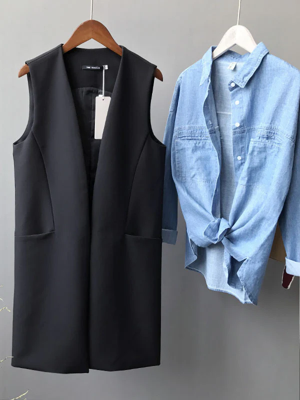 Casual Loose Long Split-Joint Sleeveless Vest - Image 9