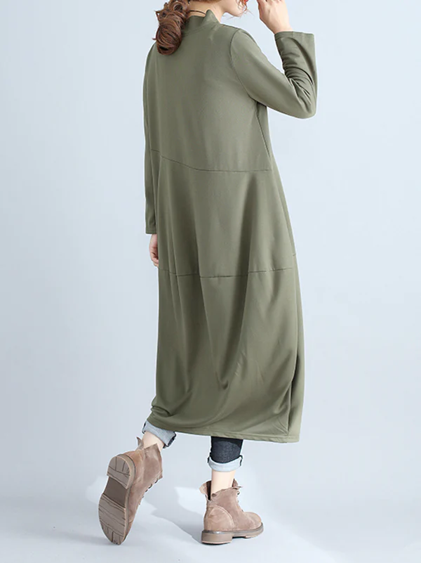 Casual Loose Plus Size Solid Color Hooded Midi Dresses - Image 8