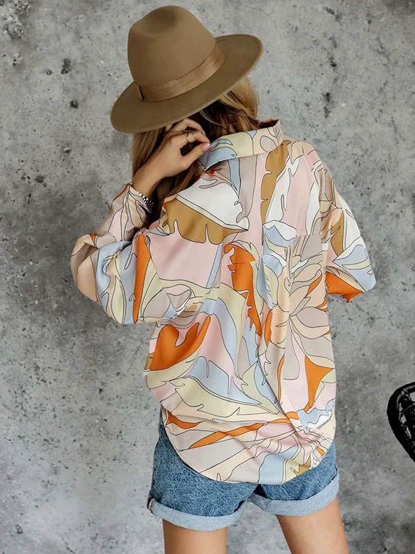 Casual Loose Printed Lapel Collar Blouses&Shirts Tops - Image 8