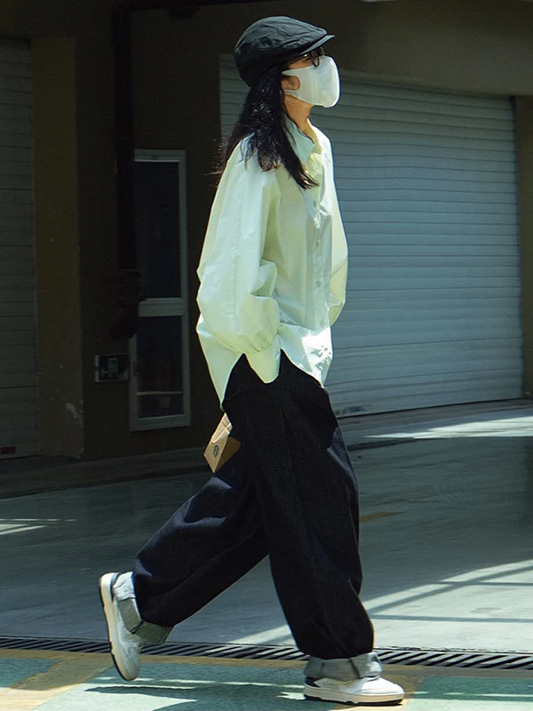 Casual Loose Puff Sleeves Solid Color Lapel Blouses - Image 20