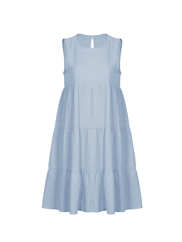 Casual Loose Sleeveless Split-Joint Solid Color Round-Neck Vest Top - Image 12