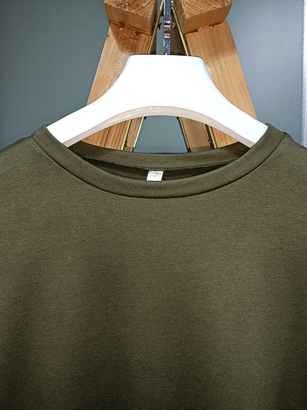 Casual Loose Solid Color Round-Neck Sweatshirt Top - Image 16