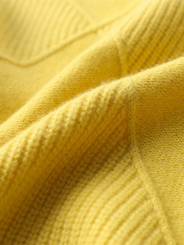 Casual Loose Solid Color Striped High-Neck Long Sleeves Sweater Tops - Image 12