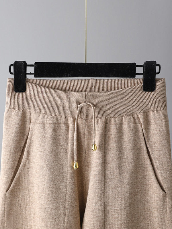 Casual Loose Solid Color V-Neck Cardigan Tops & Harem Pants Two Pieces Set - Image 13