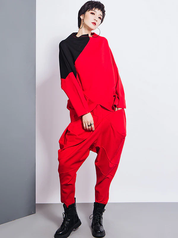 Casual Loose Split-Joint Solid Color High-Waisted Harem Pants - Image 13
