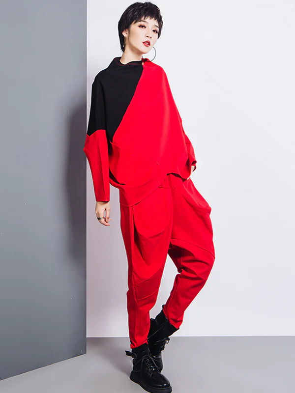 Casual Loose Split-Joint Solid Color High-Waisted Harem Pants - Image 14