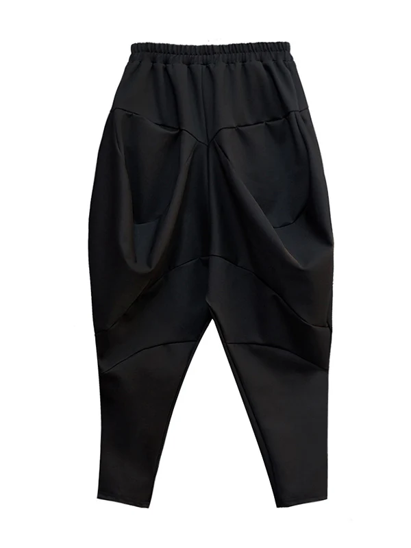 Casual Loose Split-Joint Solid Color High-Waisted Harem Pants - Image 16