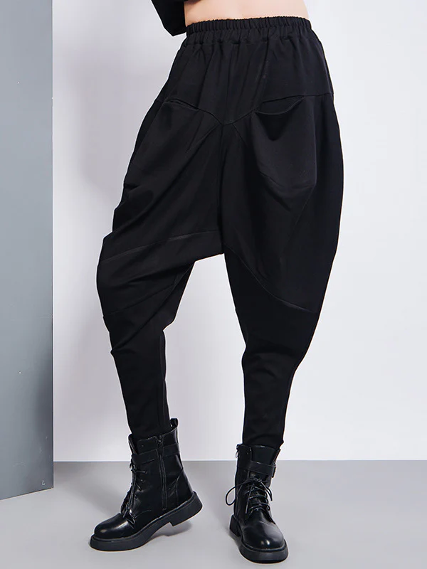 Casual Loose Split-Joint Solid Color High-Waisted Harem Pants - Image 2