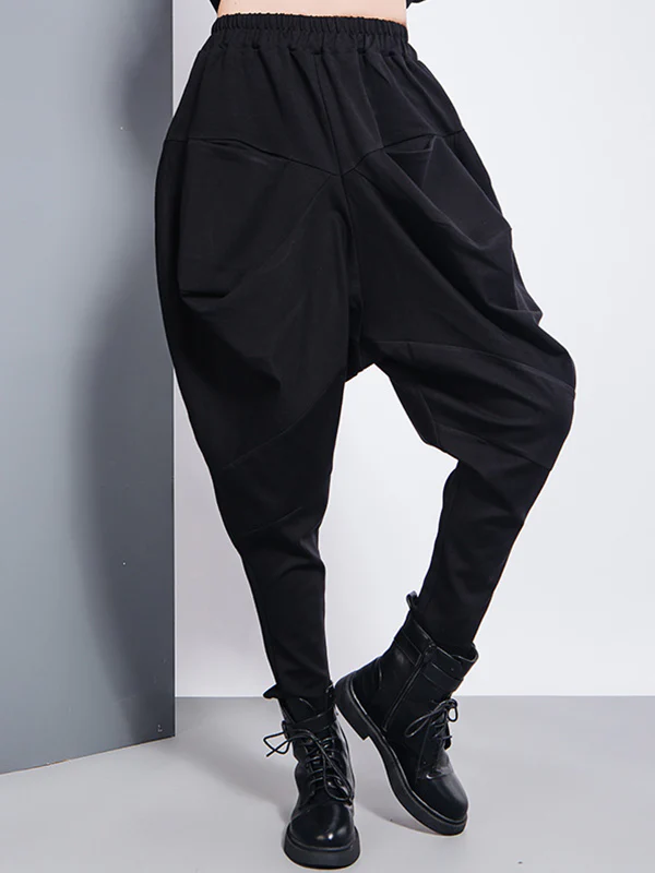 Casual Loose Split-Joint Solid Color High-Waisted Harem Pants - Image 3
