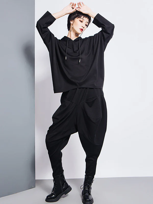 Casual Loose Split-Joint Solid Color High-Waisted Harem Pants - Image 5